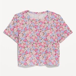 Old Navy Pink and Blue Floral Crop Top